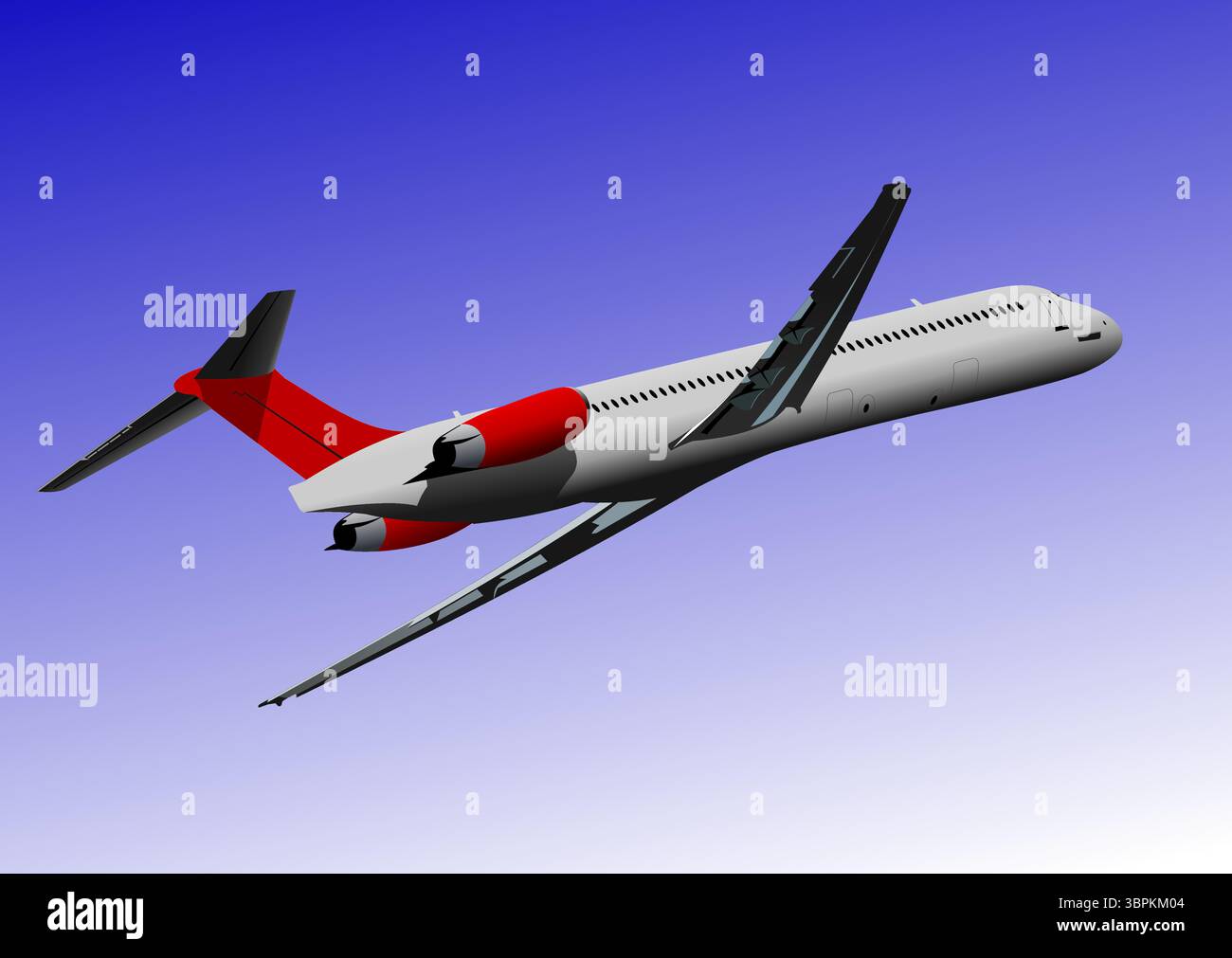 Airplane silhouettes. Vector Color 3d Hand drawn illustration Stock ...