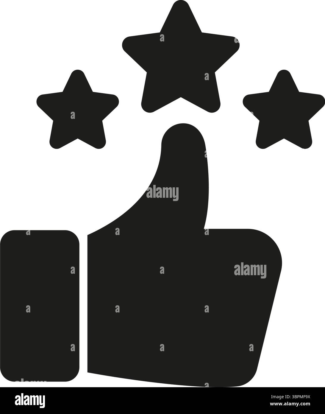 Thumbs Up With Stars Solid Icon. Positive Feedback, Customer ...