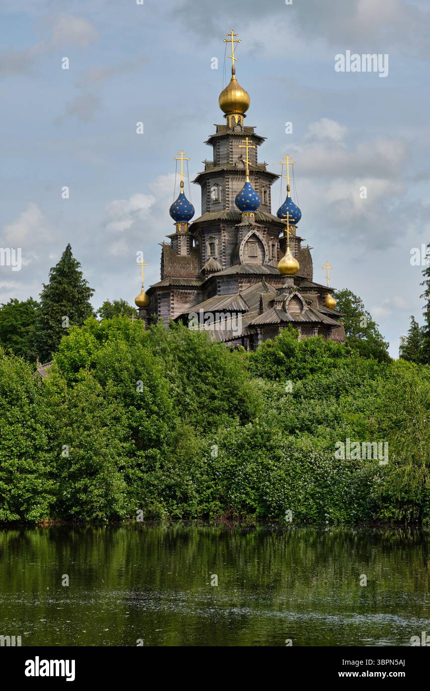 Replica of a historic Russian stave church dedicated to St. Nicholas ...