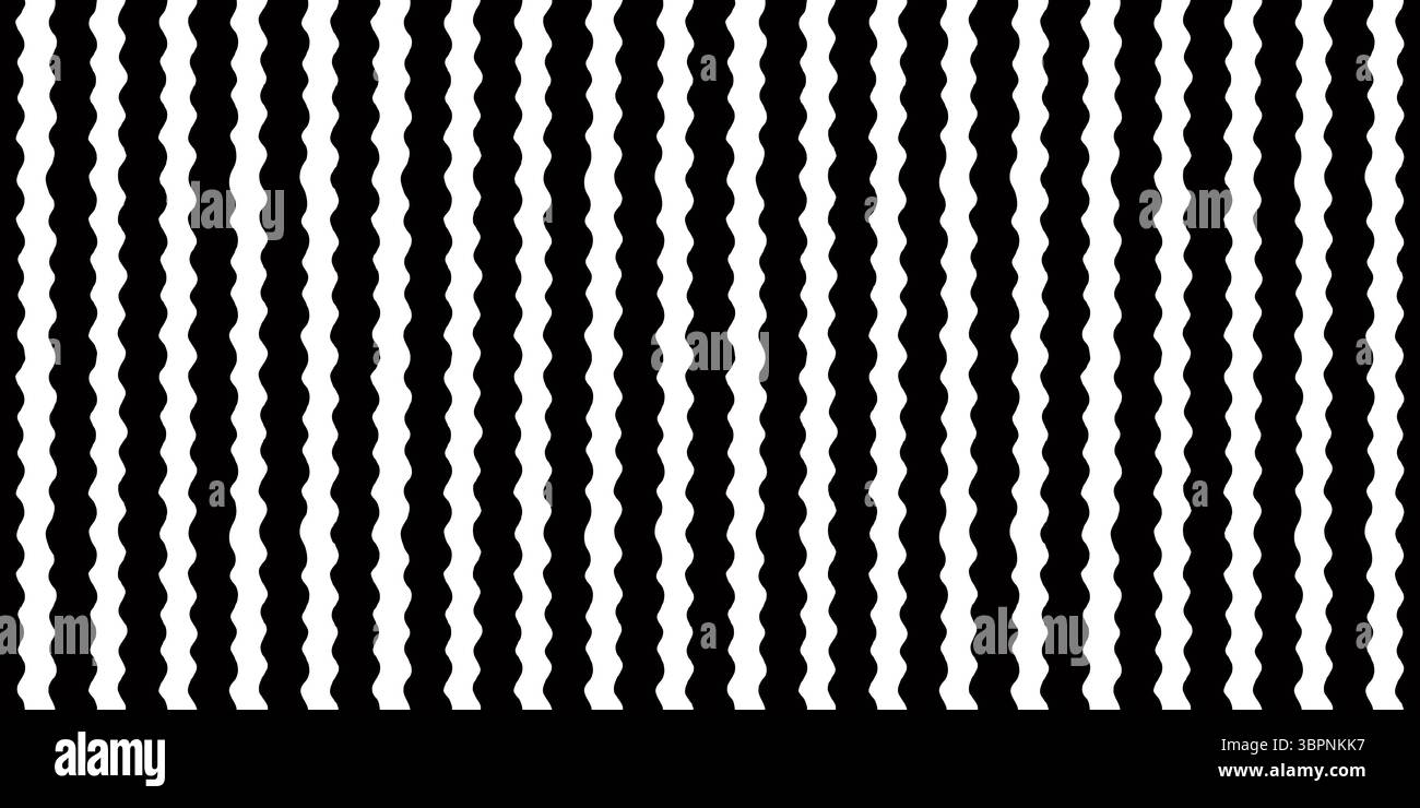 Wavy stripe seamless pattern in black and white. Bold abstract vertical stripe pattern with high contrast wavy texture, ideal for modern wallpaper Stock Vector