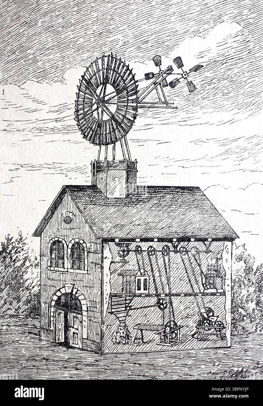 Windmill Engine Historical wind mill sketch hi-res stock photography and images - Alamy