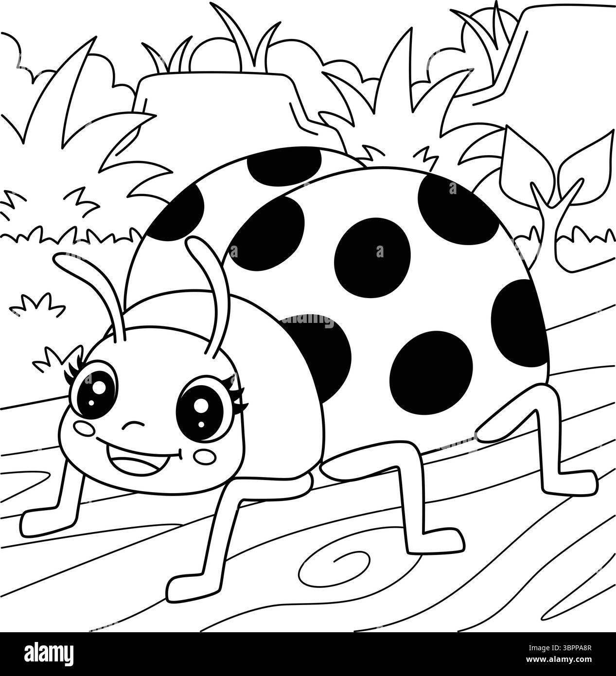 Insect Ladybug Animal Coloring Page for Kids Stock Vector Image & Art ...