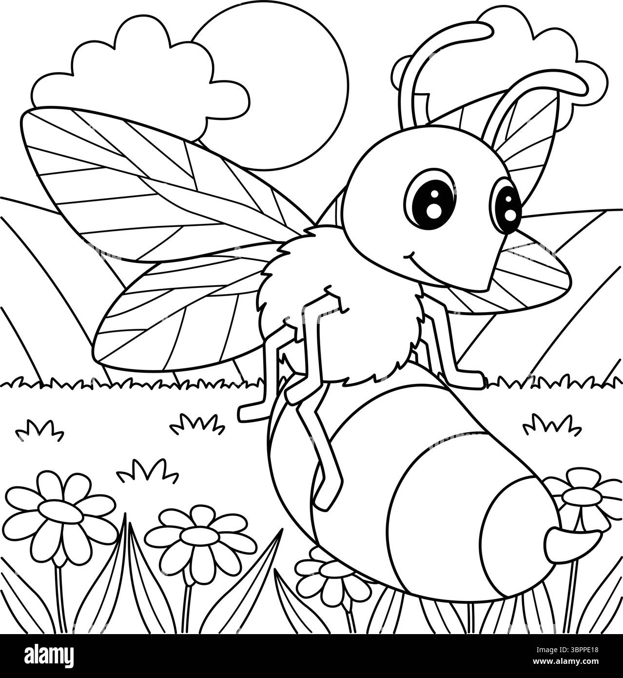 Insect Wasp Animal Coloring Page for Kids Stock Vector Image & Art - Alamy
