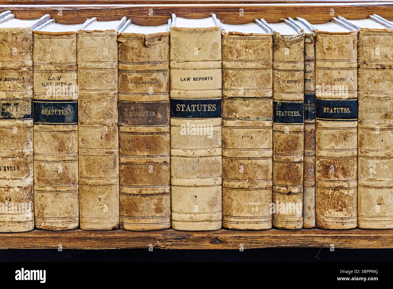 Old law reports and statutes legal books, Wales, UK Stock Photo