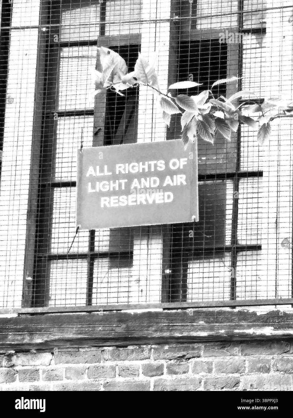 All Rights of Light & Air Reserved Sign Property Law in London the United Kingdom coming under civil law but also criminal law in terms of planning. - Smartphone Captured Stock Image All Rights of Light & Air Reserved Sign Property Law in London the United Kingdom coming under civil law but also criminal law in terms of planning. - Smartphone Captured Stock Image