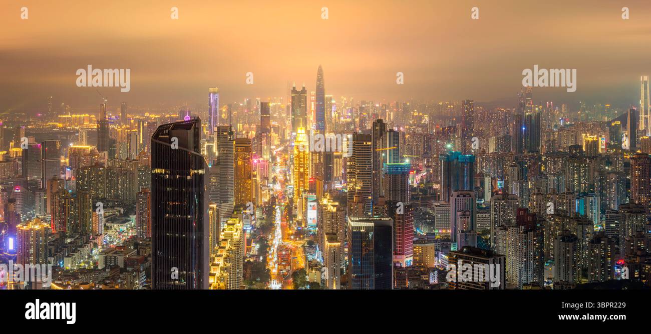 Night view of Shenzhen, China Stock Photo