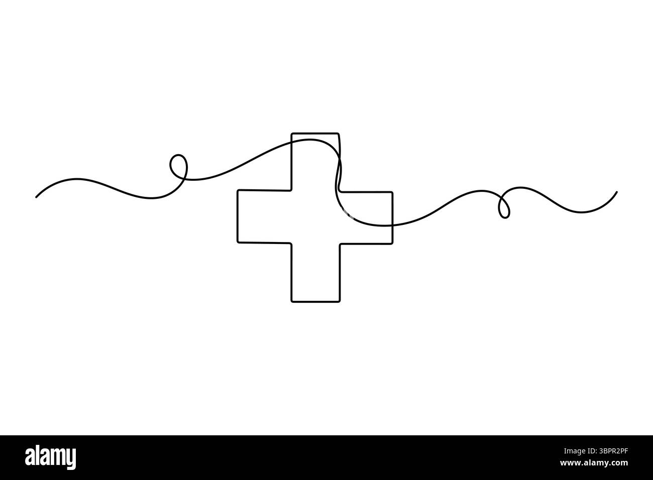 Medical cross continuous one line drawing in minimalist style isolated ...