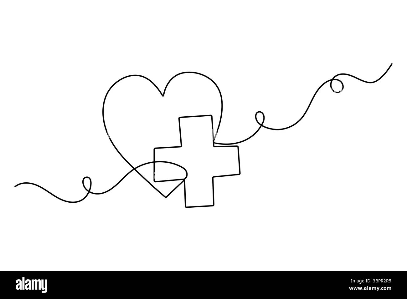 Medical cross continuous one line drawing in minimalist style isolated ...