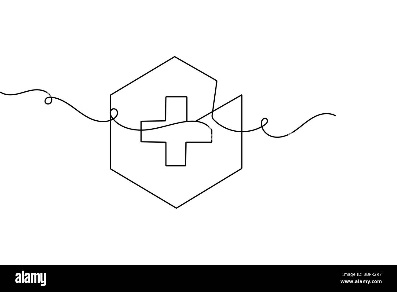 Medical cross continuous one line drawing in minimalist style isolated ...
