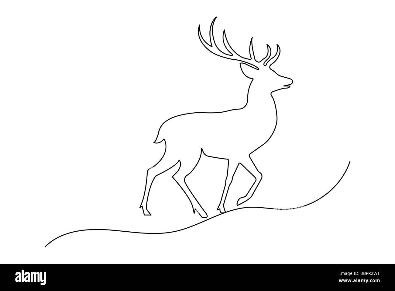 Deer continuous one line drawing and minimalist style isolate outline vector illustration Stock Vector