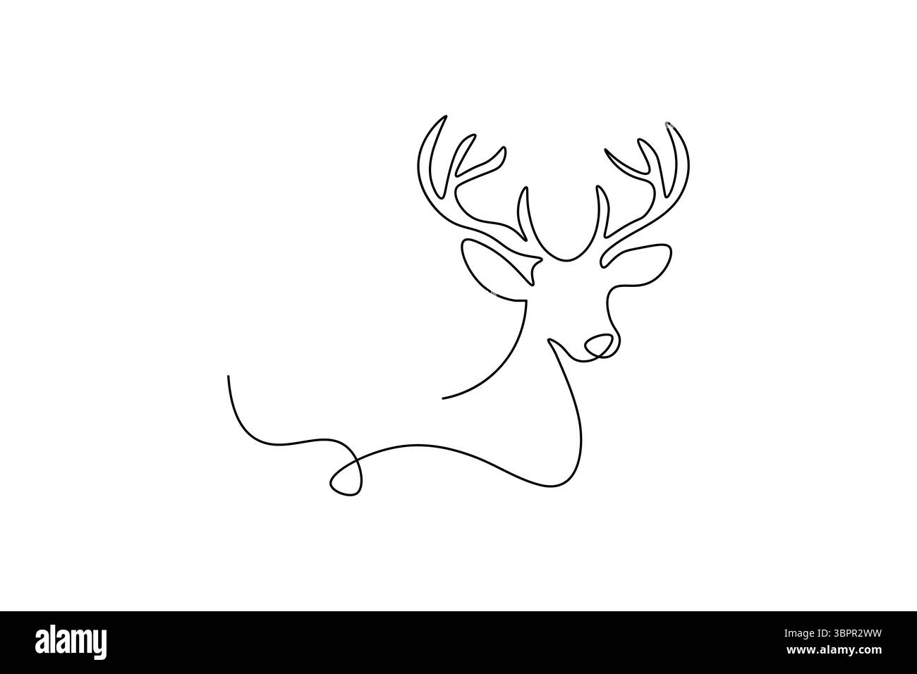 Deer continuous one line drawing and minimalist style isolate outline vector illustration Stock Vector