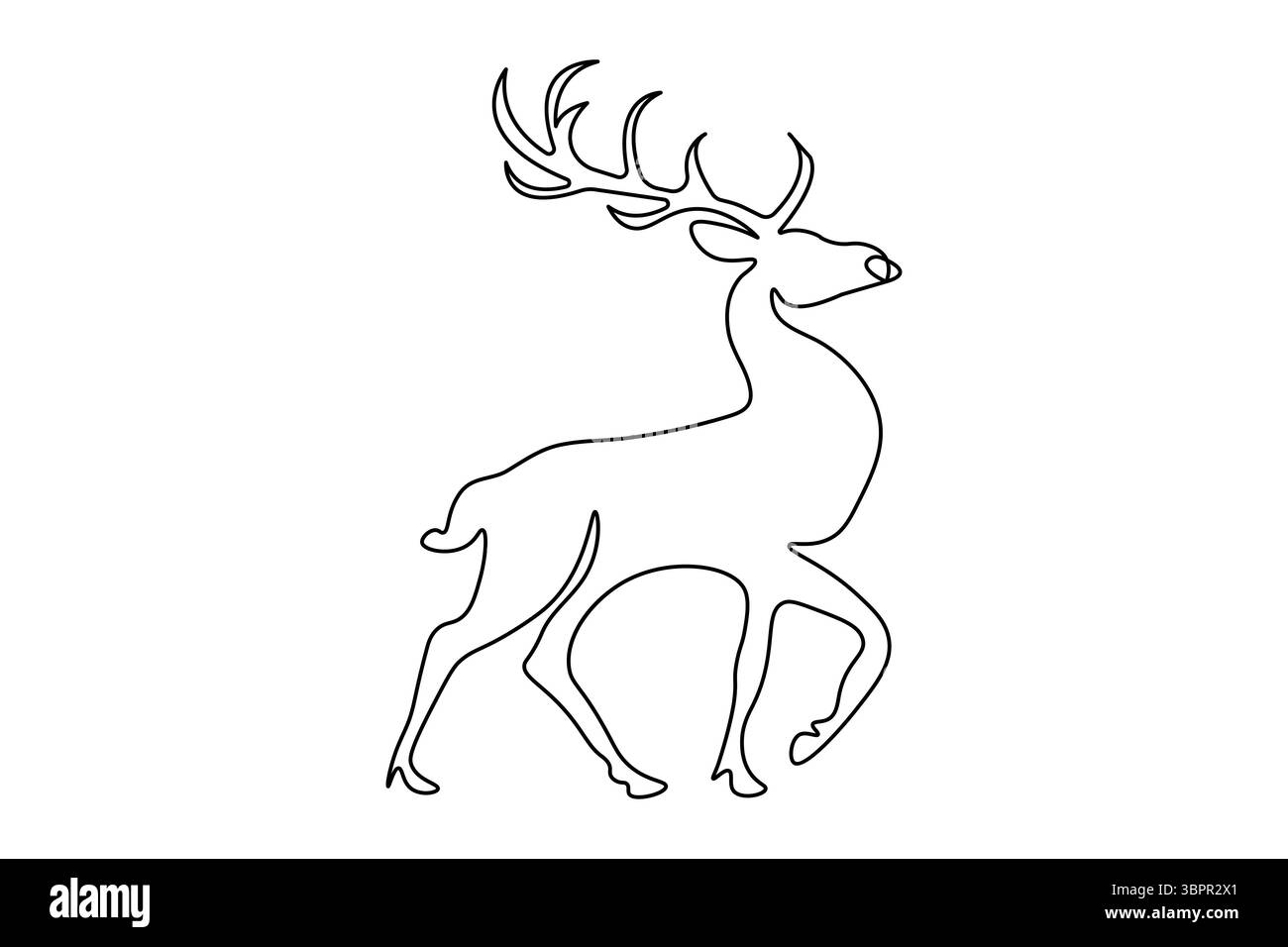 Deer continuous one line drawing and minimalist style isolate outline vector illustration Stock Vector