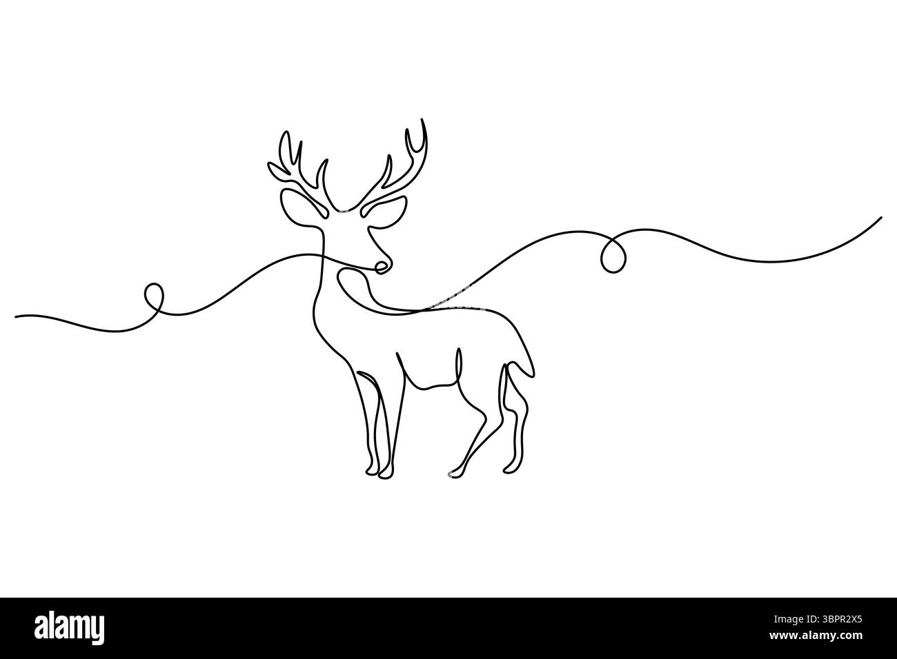Deer continuous one line drawing and minimalist style isolate outline ...