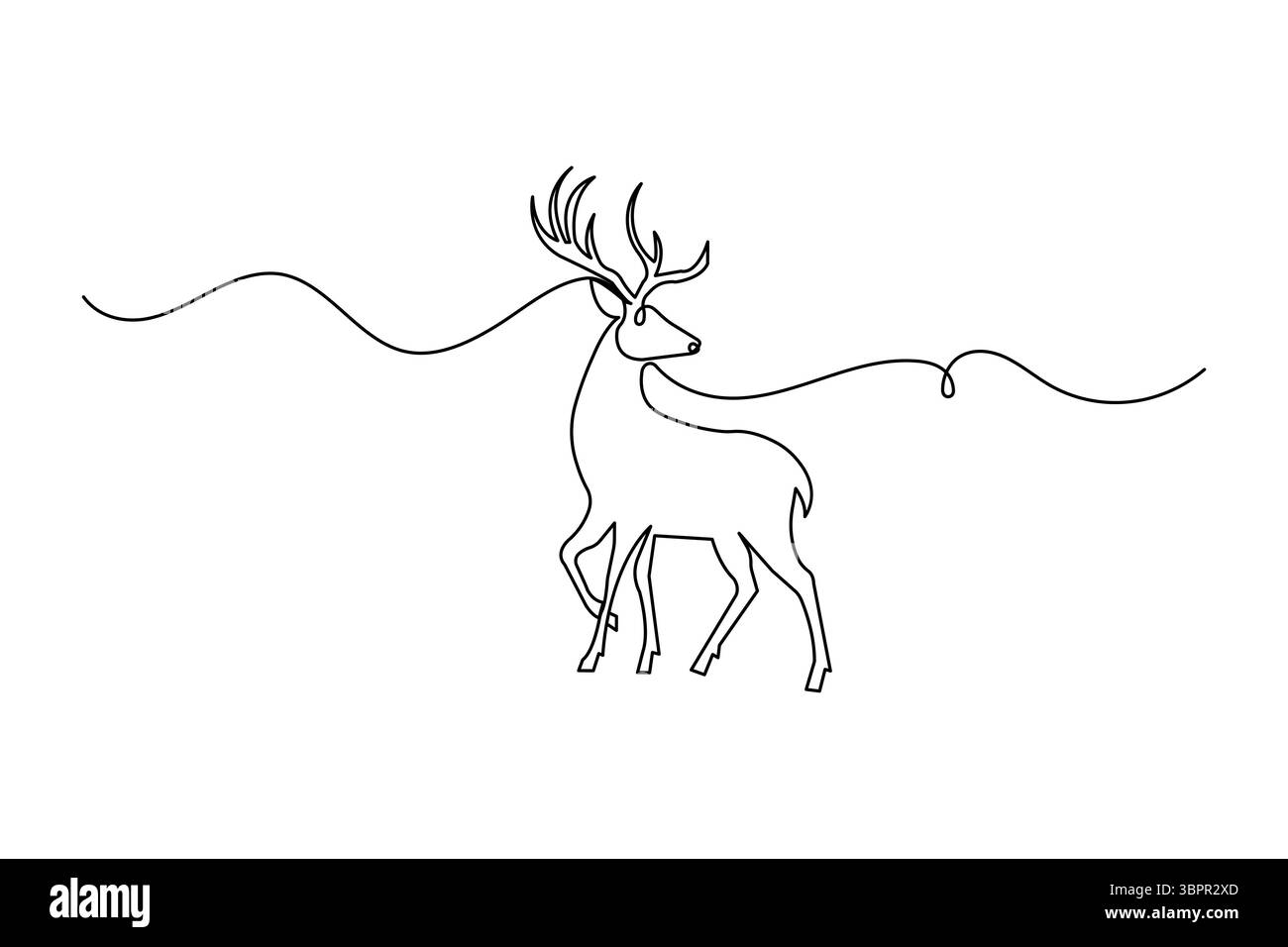 Deer continuous one line drawing and minimalist style isolate outline vector illustration Stock Vector