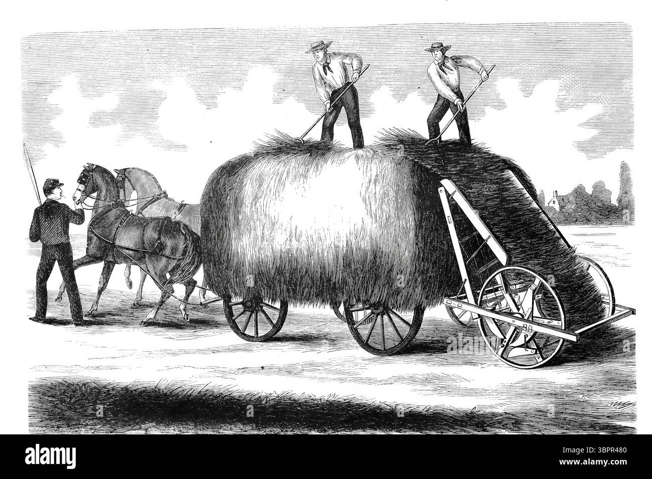 Agriculture, hay loading machine, after JW Foust, historical, digitally ...