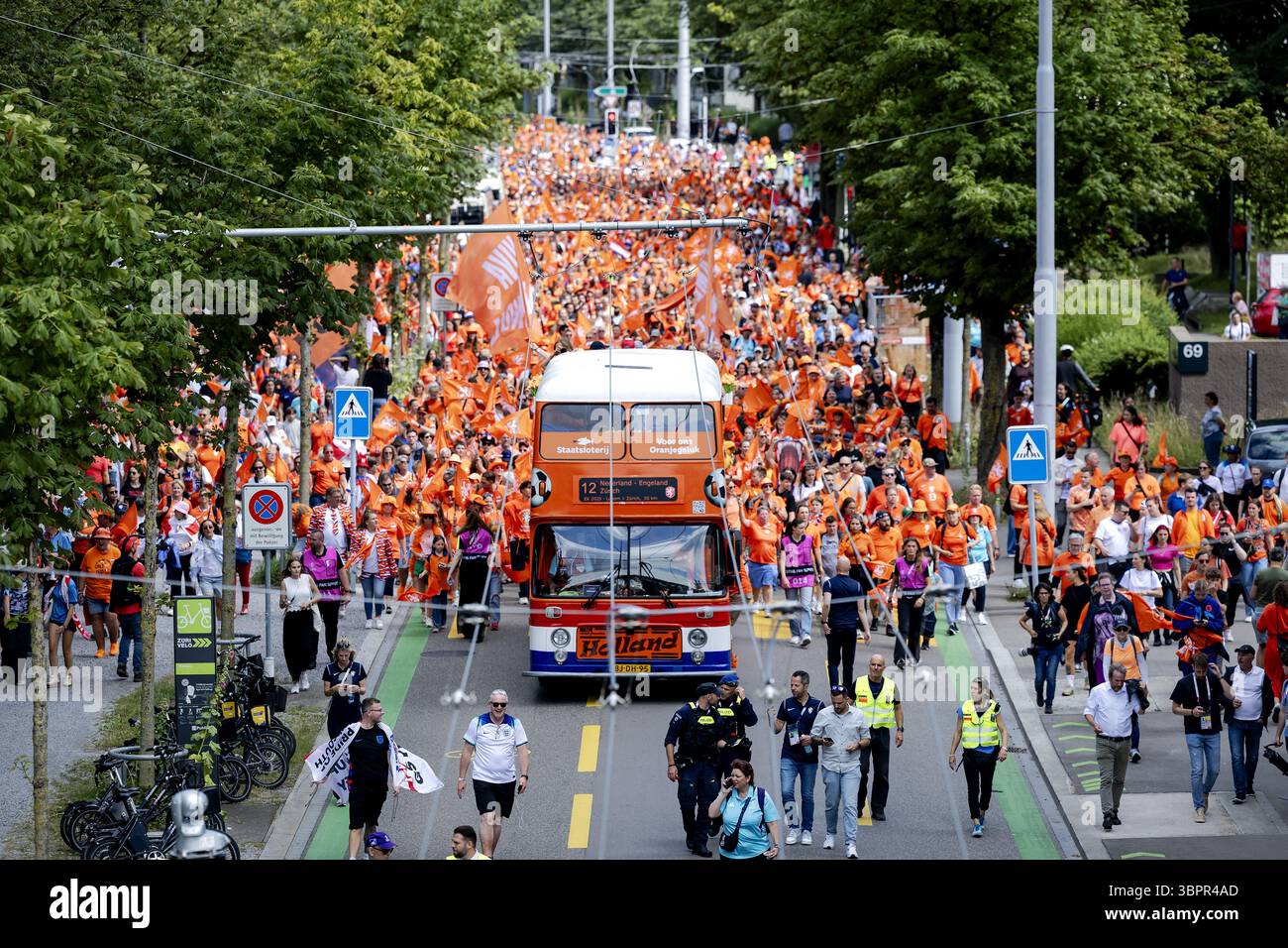 ZURICH - Dutch soccer fans during the Orange march prior to the ...