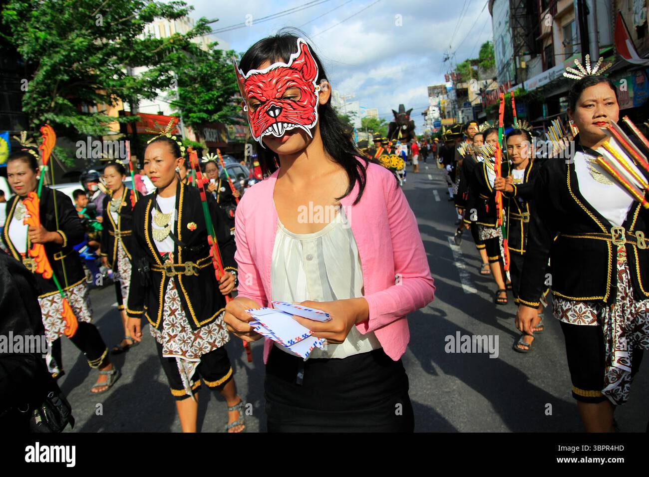 Anti-corruption activists use mouse masks do theatrical actions as a picture of corruptors in a celebrating International Anti-Corruption Day Stock Photo