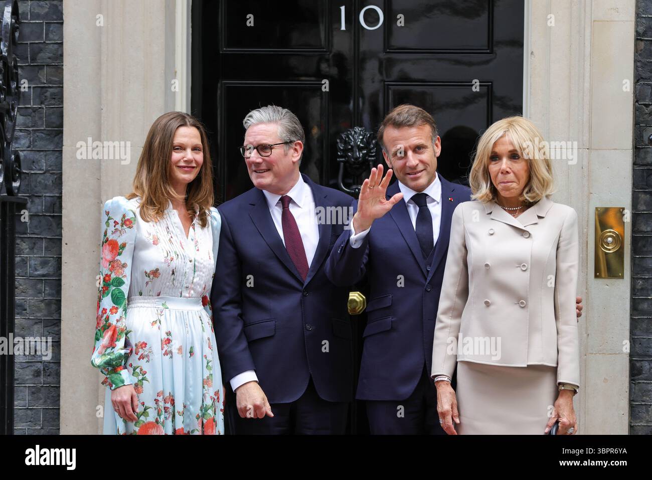 London, United Kingdom. 9th July, 2025. British Prime Minister Sir Keir Starmer welcomes French President Emmanuel Macron in No 10 Downing Street as part of his 3 day state visit. Credit: Uwe Deffner/Alamy Live News Stock Photo