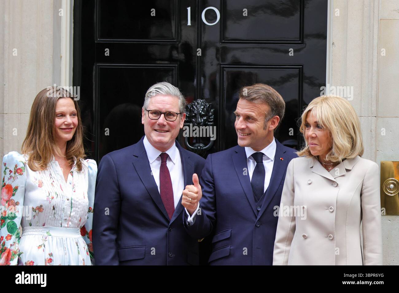London, United Kingdom. 9th July, 2025. British Prime Minister Sir Keir Starmer welcomes French President Emmanuel Macron in No 10 Downing Street as part of his 3 day state visit. Credit: Uwe Deffner/Alamy Live News Stock Photo