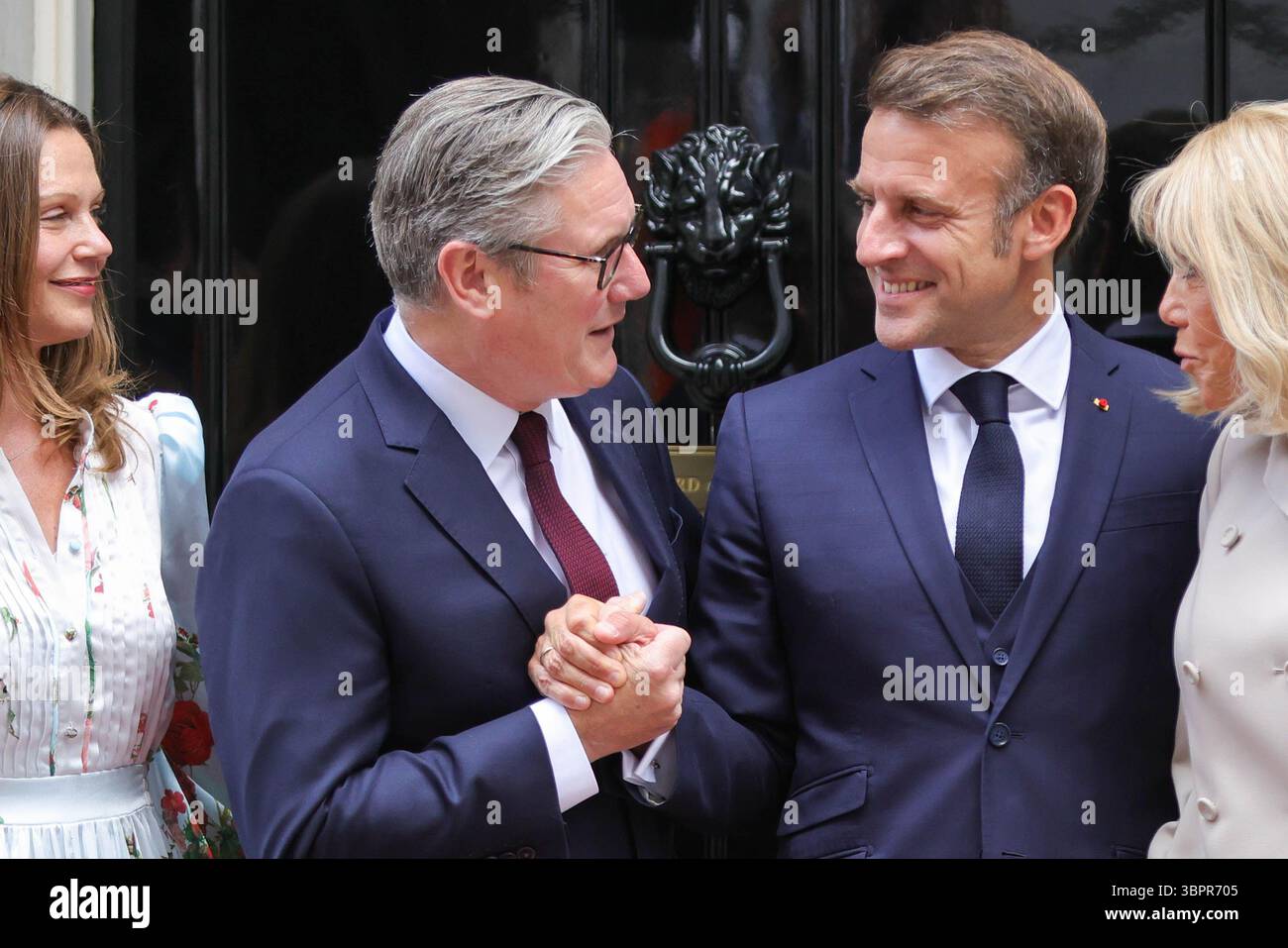 London, United Kingdom. 9th July, 2025. British Prime Minister Sir Keir Starmer welcomes French President Emmanuel Macron in No 10 Downing Street as part of his 3 day state visit. Credit: Uwe Deffner/Alamy Live News Stock Photo