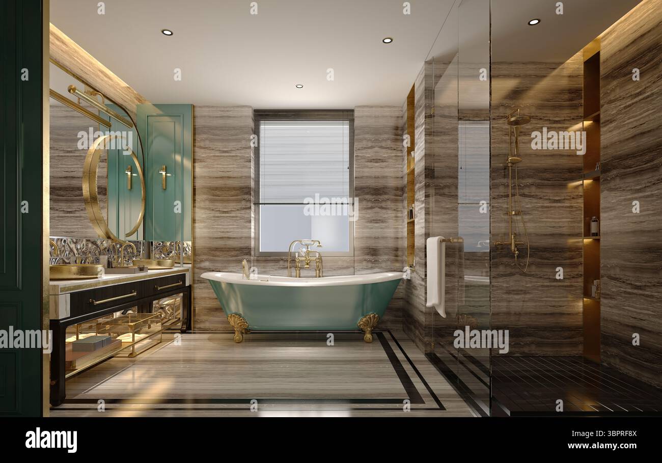 3d render of luxury bathroom Stock Photo - Alamy