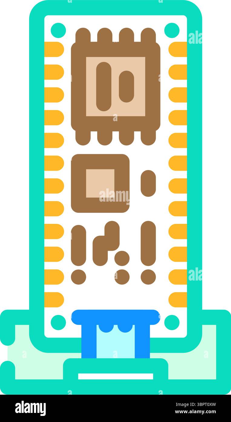 microcontroller connected board color icon vector illustration Stock ...