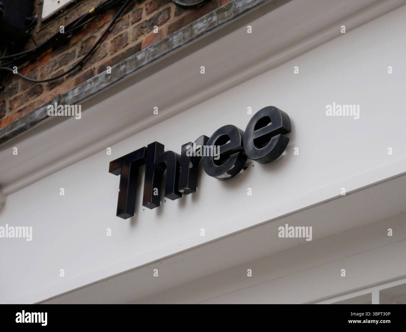 three telecom 3 , mobile phone cell company Corporate logo signs in ...