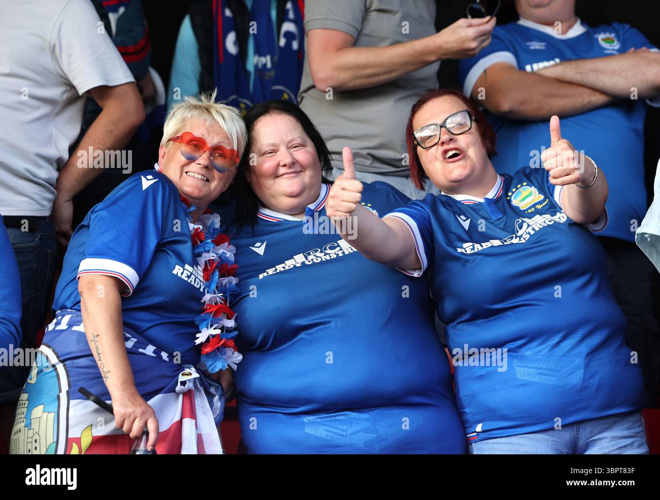 Linfield fans in the stands during the UEFA Champions League first ...