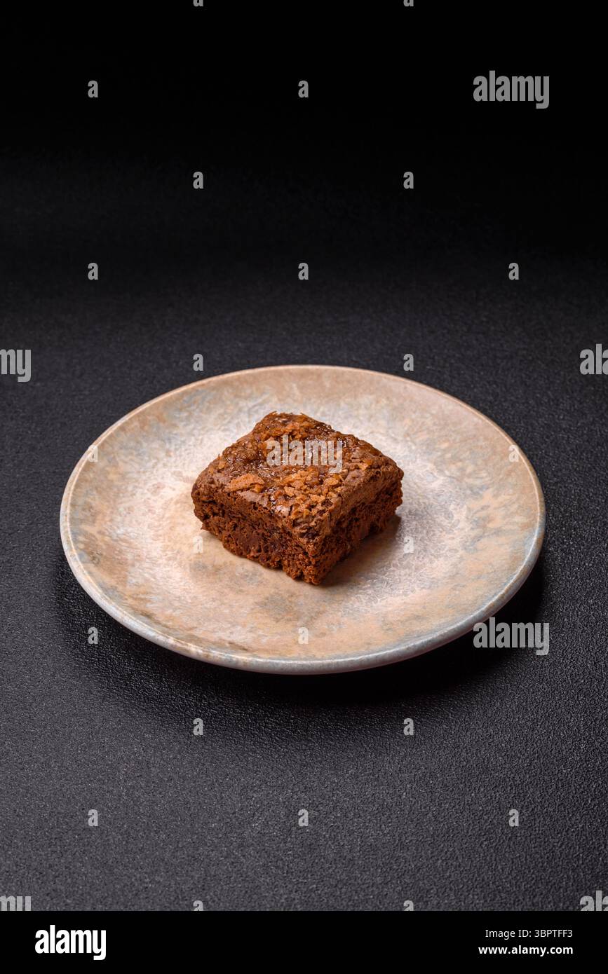 Rectangular Sweets Chocolate brownie cake, food, sweet dessert with nuts rectangular shape ...