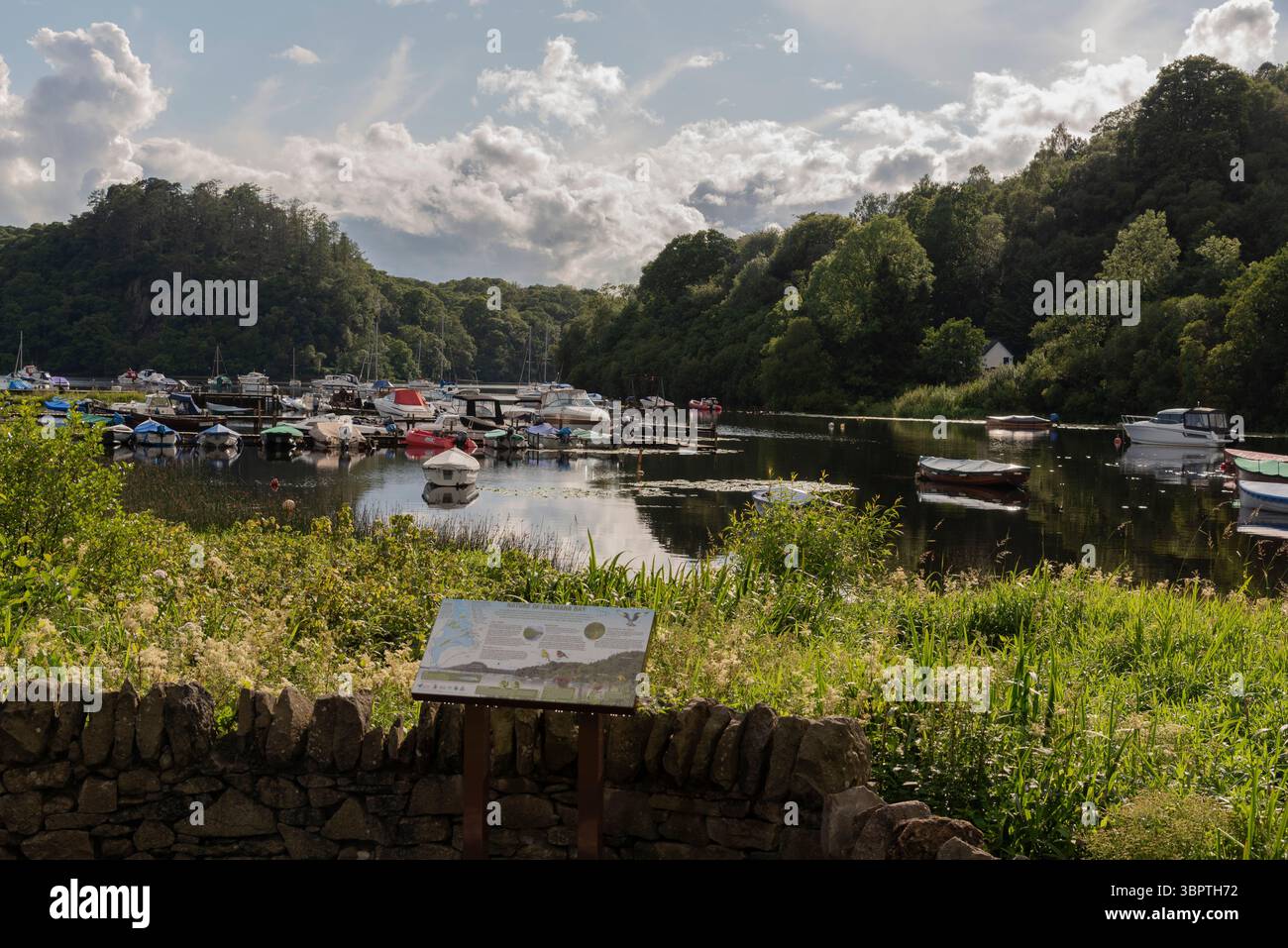 Balmaha Loch Balmaha, Lomond Scotland UK.06.07.2025.  Small boats on the edge of Loch Lomond at Balmaha from here  the West Highlands Way continues on Stock Photo