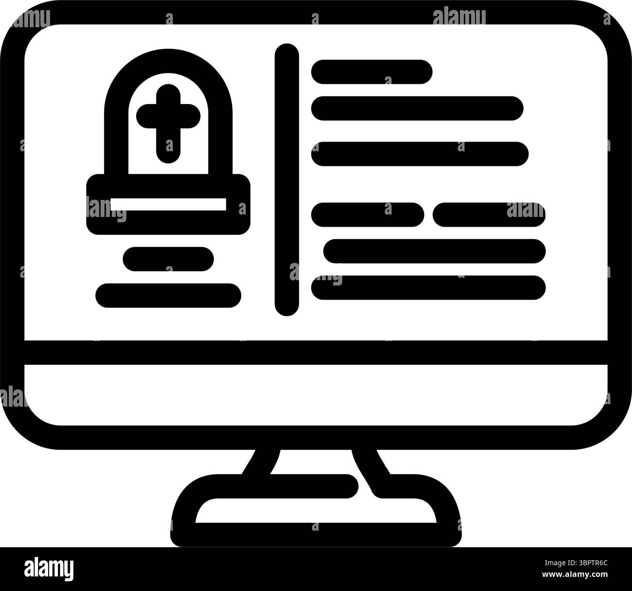digital death record screen mortality line icon vector illustration ...