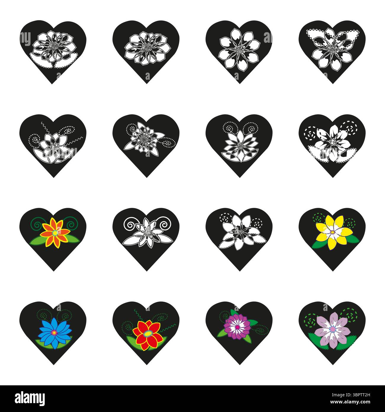 Heart pattern icon. Love array symbol. Black heart design. Vector ...