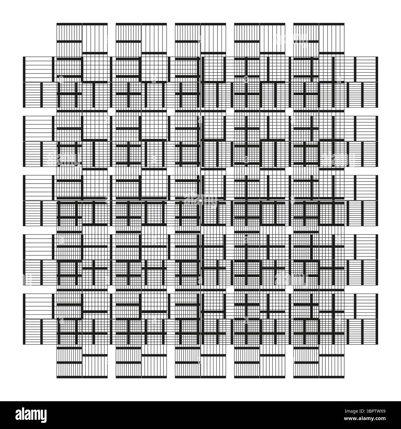 Orthogonal grid mosaic. Variable porosity distribution. Geometric ...