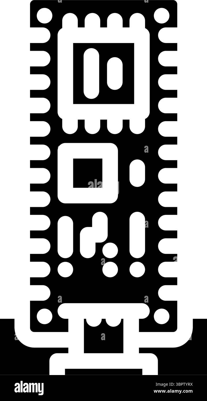 microcontroller connected board glyph icon vector illustration Stock ...