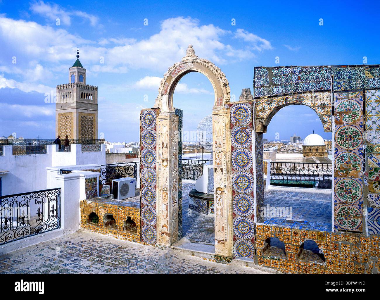 Great Mosque and Terrace of Palais d' Orient, Tunis, Tunis Governorate, Tunisia Stock Photo