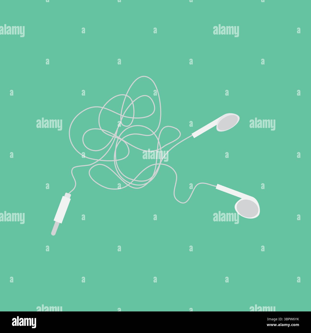 White headphones tangle thread line design vector Stock Vector