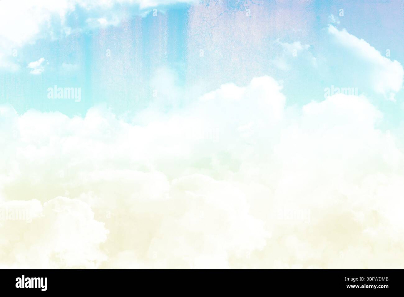 Flat design sky scene is showing layered cumulus clouds rising against ...