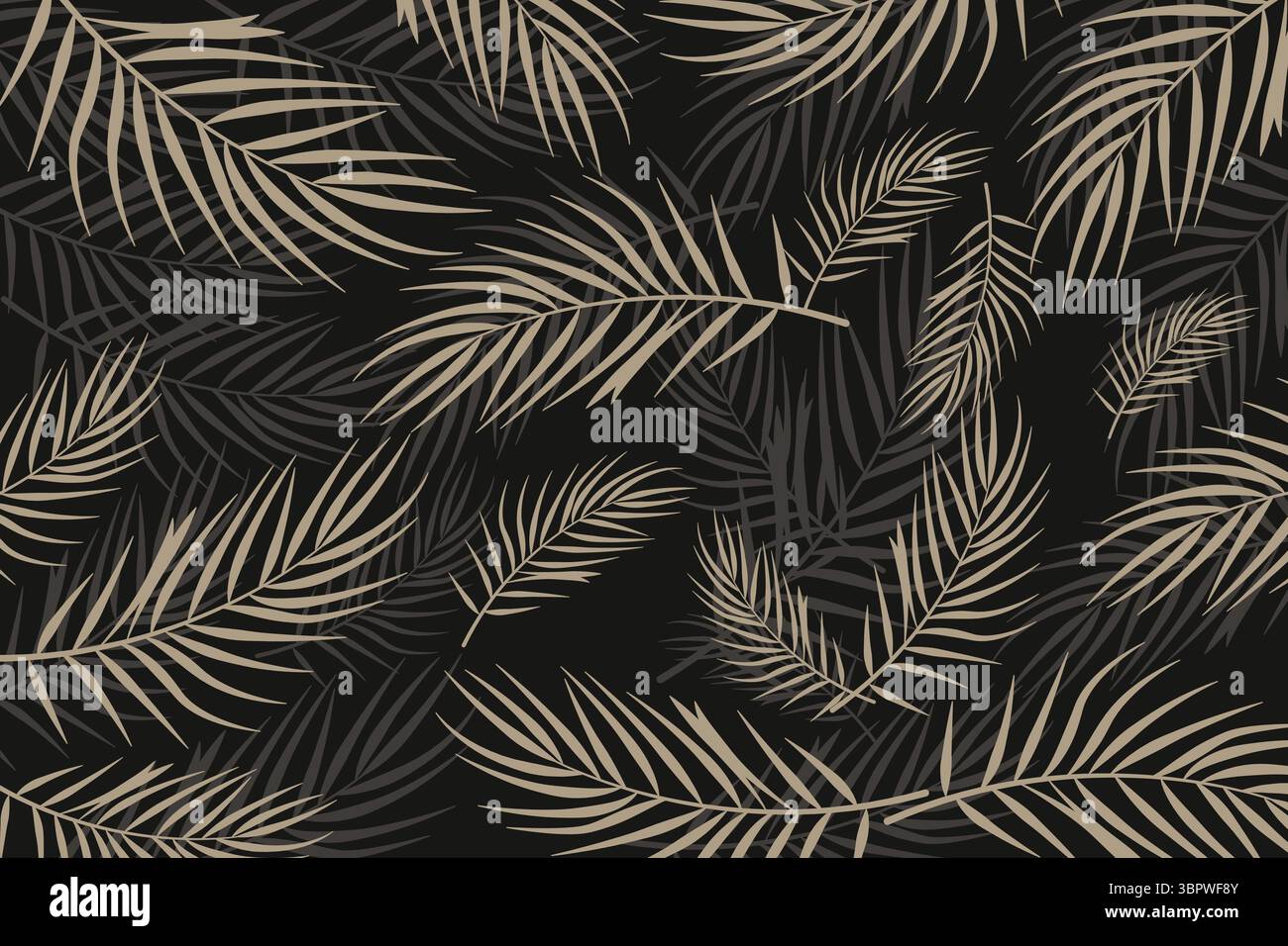 Tropical Palm Leaf Pattern with dark background for Elegant Wall Decor. Vector illustration Stock Vector