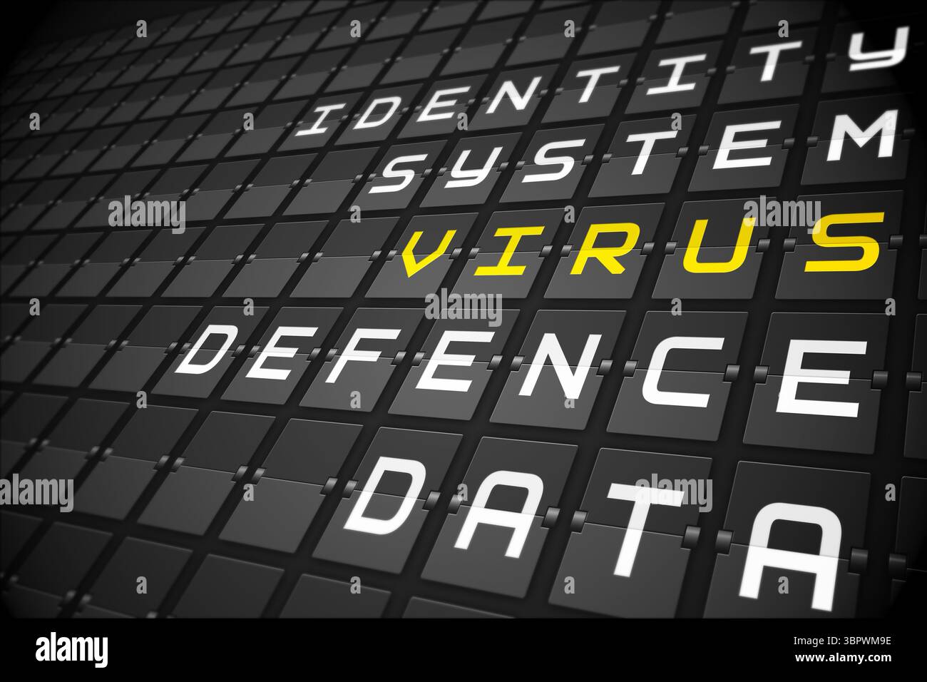 Virus buzzwords on black mechanical board Stock Photo