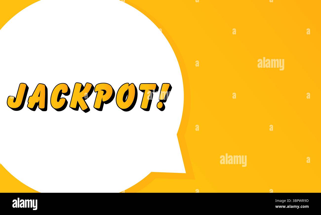 Jackpot speech bubble. Bold outline, comic style shape, vibrant background, dialog element, visual communication, announcement layout, message highlig Stock Vector