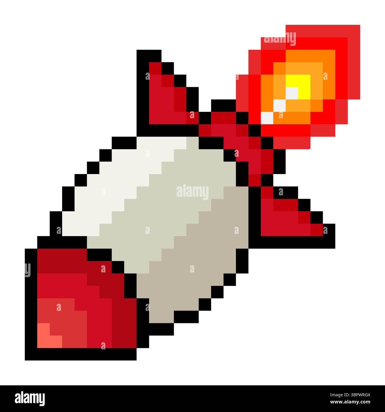 Rocket ship in pixel art style isolated on white background Stock ...
