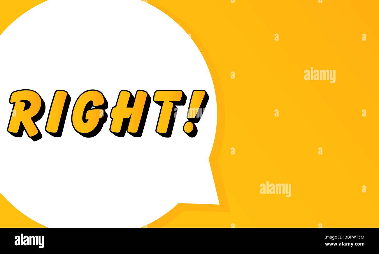 Right speech bubble. Bold outline, comic style shape, vibrant background, dialog element, visual communication, announcement layout, message highlight Stock Vector