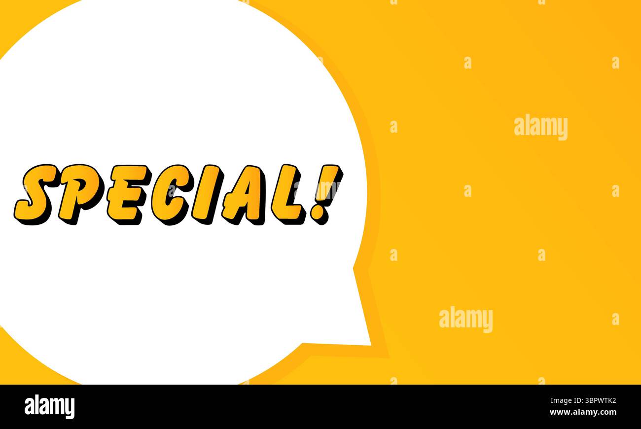 Special speech bubble. Bold outline, comic style shape, vibrant background, dialog element, visual communication, announcement layout, message highlig Stock Vector