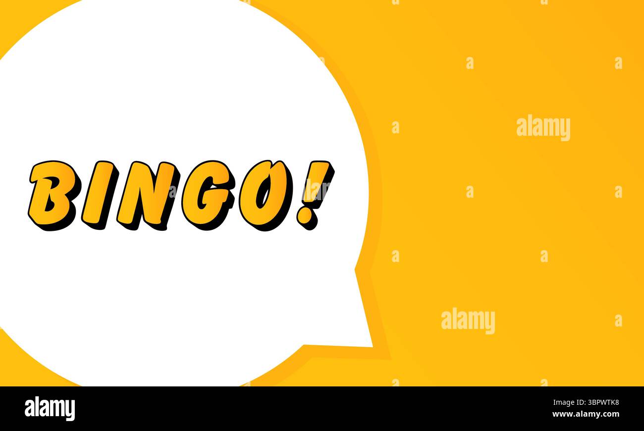 Bingo speech bubble. Bold outline, comic style shape, vibrant background, dialog element, visual communication, announcement layout, message highlight Stock Vector