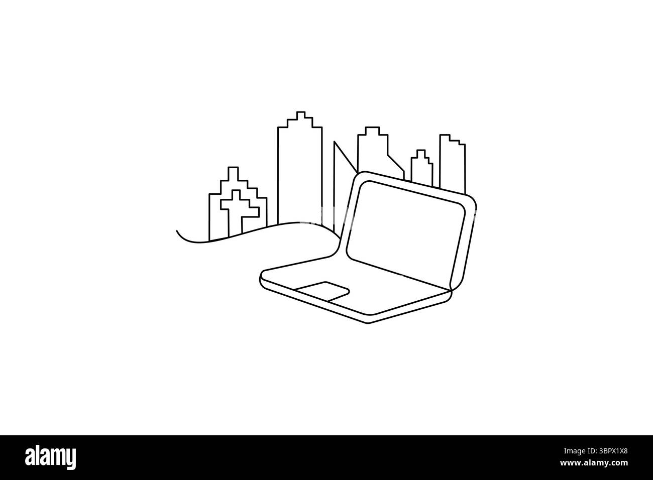 Simple line drawing laptop leaf hi-res stock photography and images - Alamy