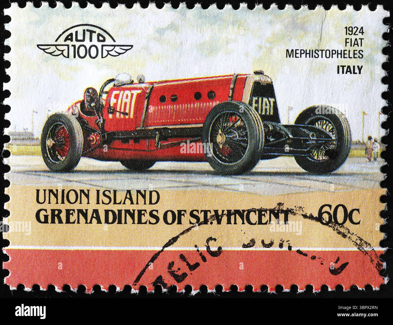 Fiat Mephistopheles of 1924 celebrated on postage stamp Stock Photo