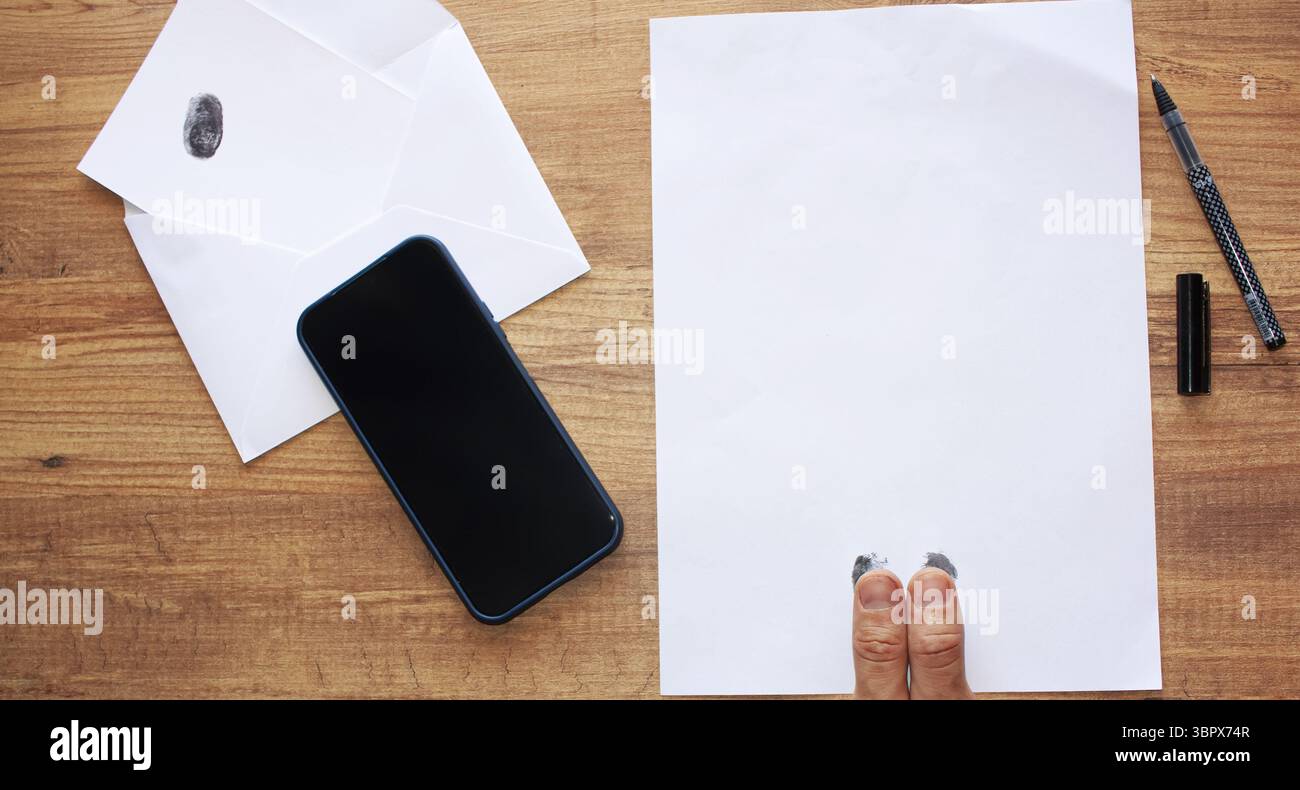 Fingerprint. Biometric authentication, biometric data, data collection Stock Photo