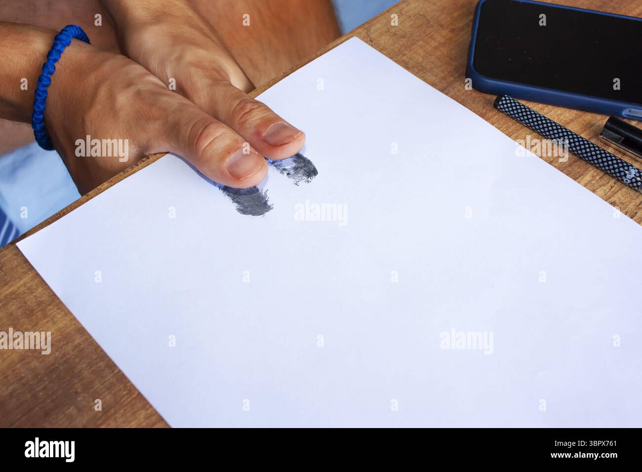 Fingerprint. Biometric authentication, biometric data, data collection Stock Photo