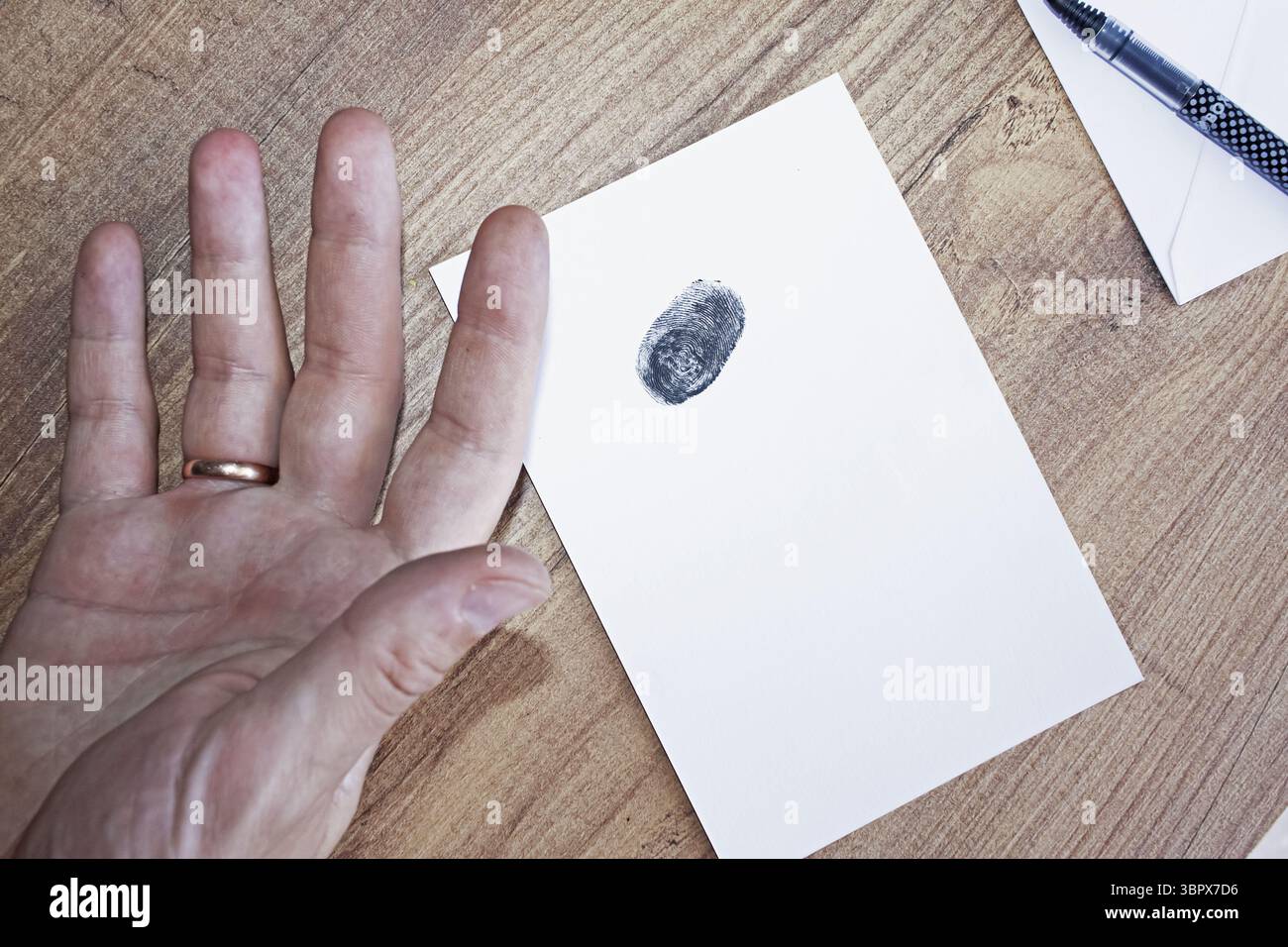 Fingerprint. Biometric authentication, biometric data, data collection Stock Photo