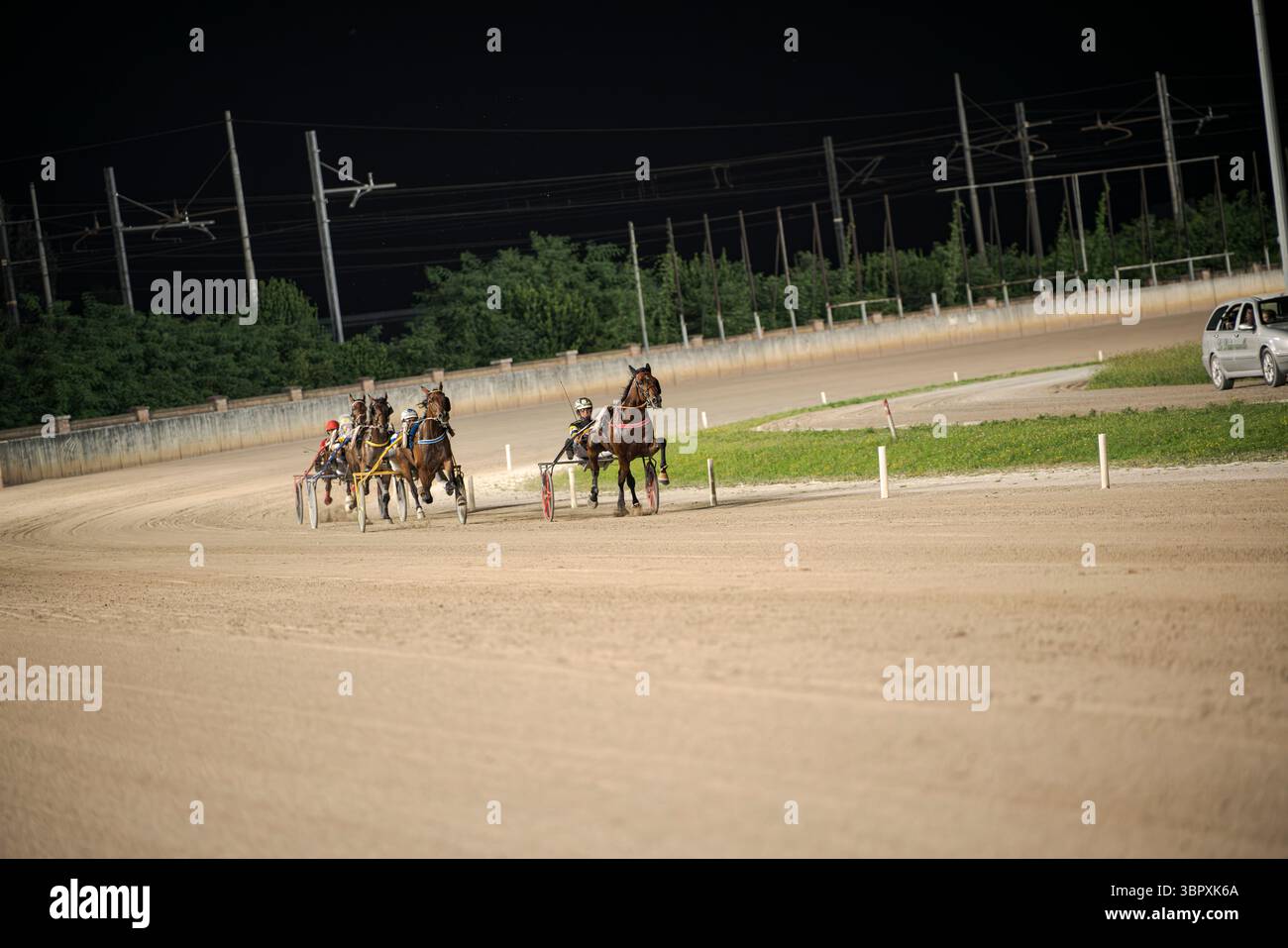 Padua, italy 8 july 2025, horses and jockeys engaged in an intense ...